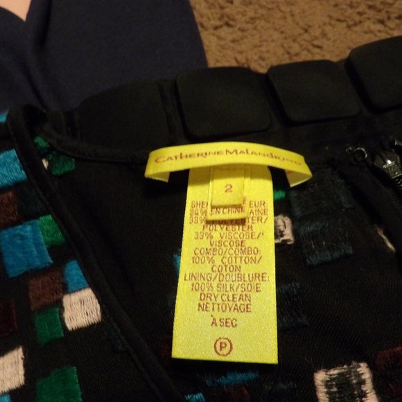 Catherine Malandrino  Black Dress Green/Blue/Pink - Picture 12 of 13